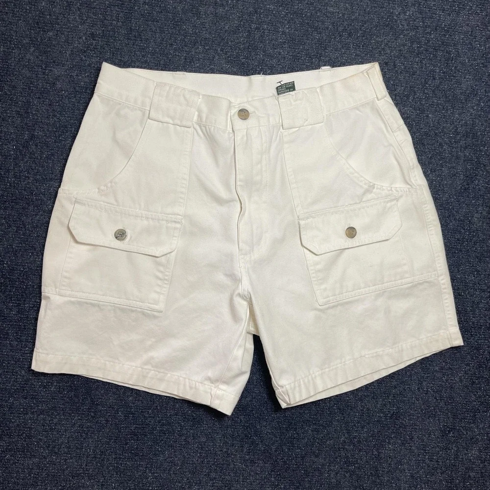Vintage Campus Crew Cargo Shorts Mens 30 White Cotton Utility Pockets Summer